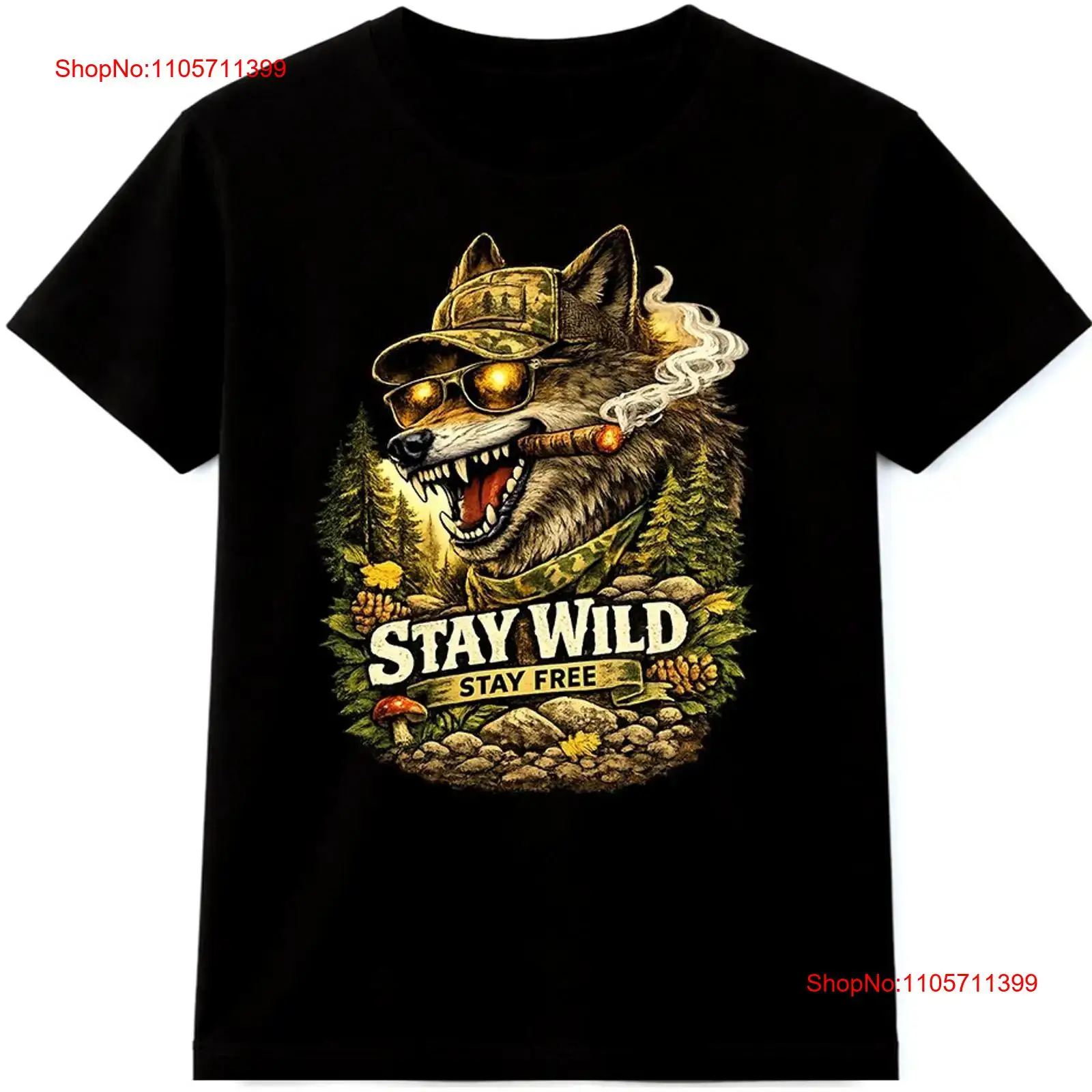 Wildman Hunting & Outdoor Polokwane - Camiseta de lobo Stay Wild Free