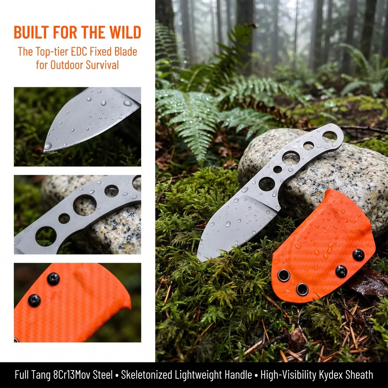 Cuchillo de hoja fija de acero - Knife Hunting Fixed Blade reseña y precio
